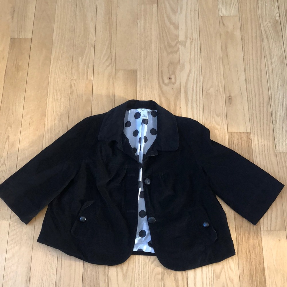 Cambridge Dry Goods cropped Black Corduroy button front Jacket Size L